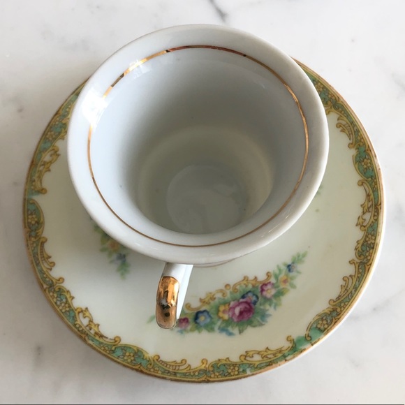 Small Gold Trim Floral Cup and Saucer - Picture 3 of 5